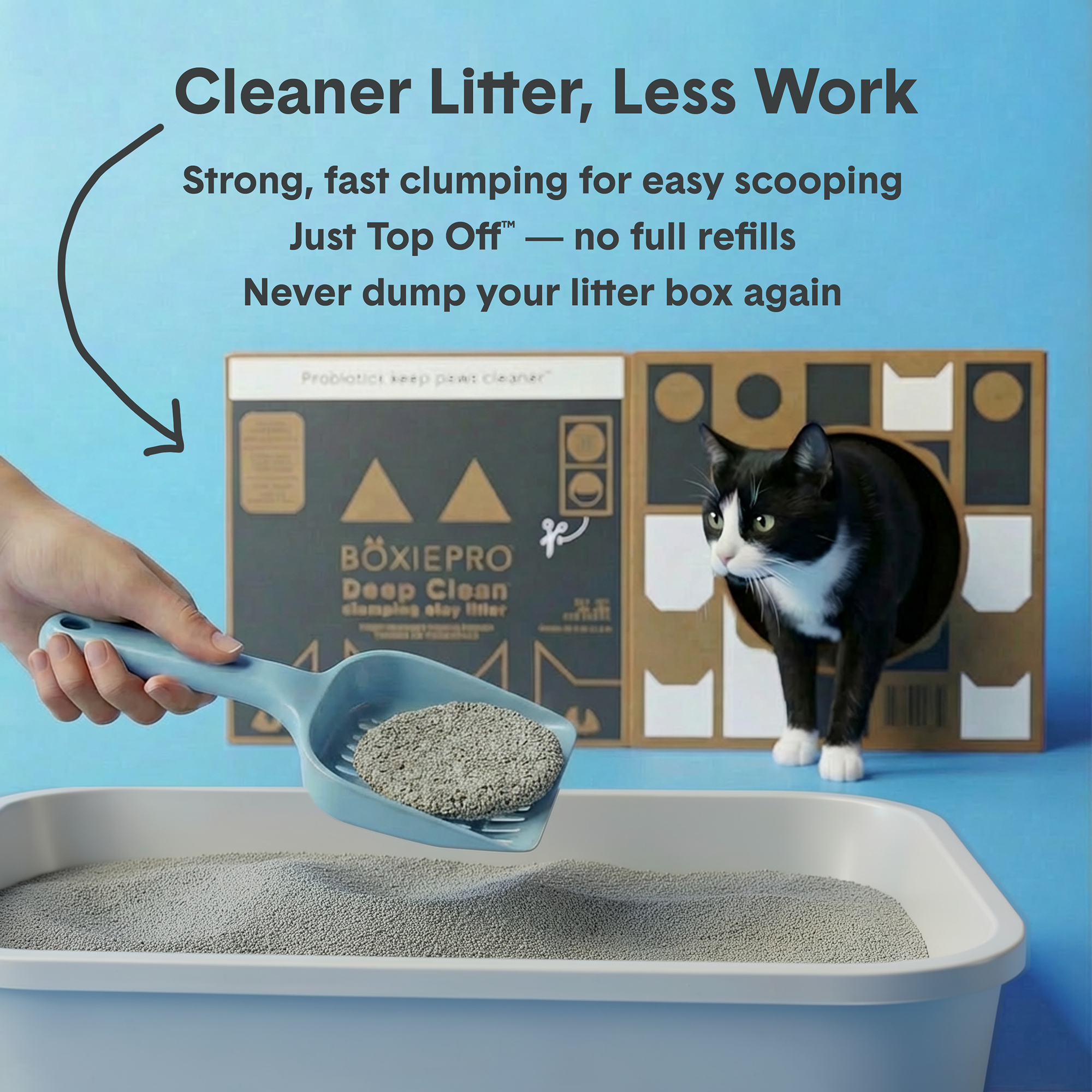BoxiePro® Deep Clean Clumping Clay Cat Litter with Playhouse Box