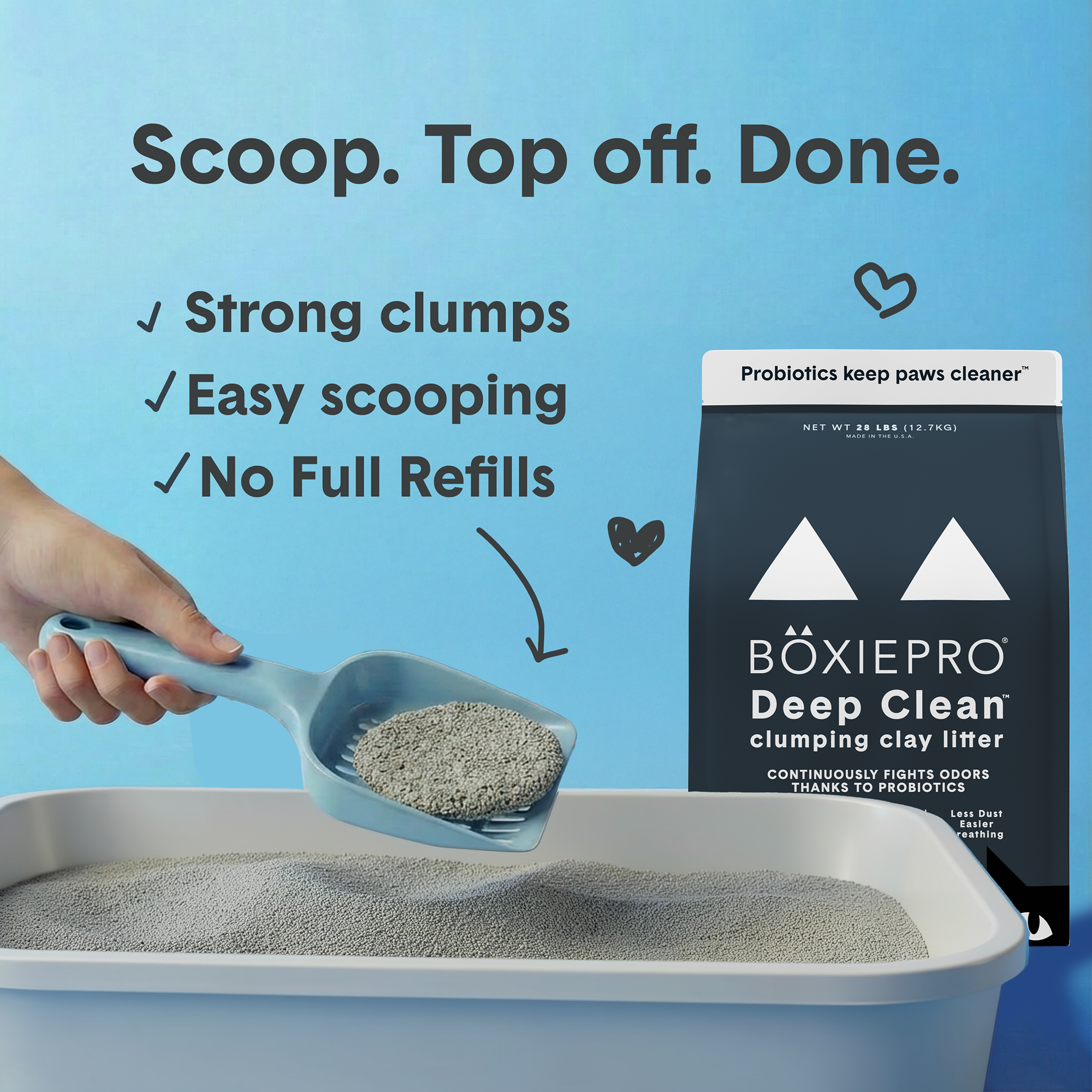 BoxiePro® Deep Clean Clumping Clay Cat Litter