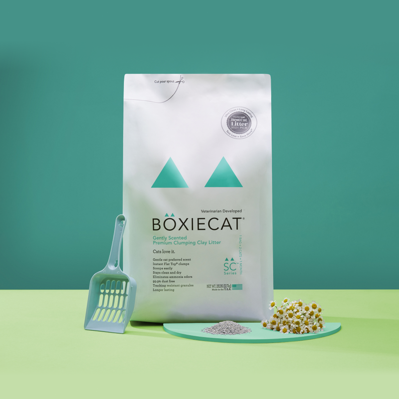 Bag of Boxie gently scented cat litter